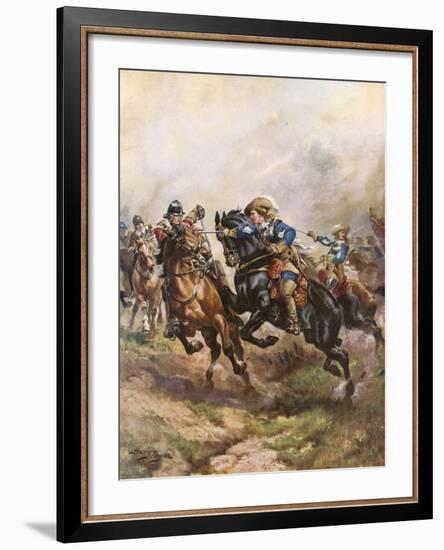 Prince Rupert's Cavalry Charge at Edgehill, 1642-Henry Payne-Framed Giclee Print