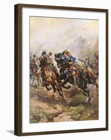 Prince Rupert's Cavalry Charge at Edgehill, 1642-Henry Payne-Framed Giclee Print