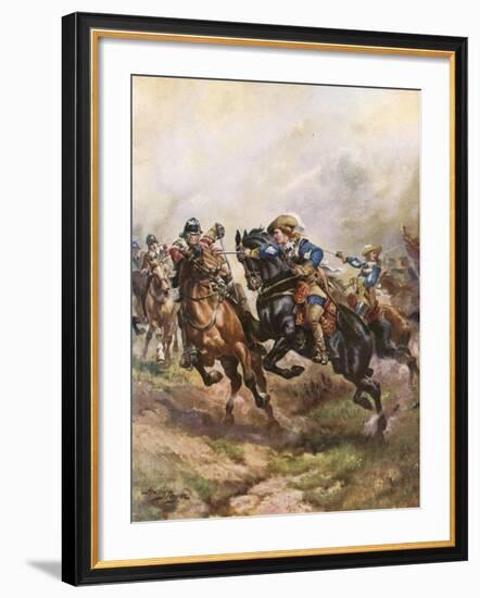 Prince Rupert's Cavalry Charge at Edgehill, 1642-Henry Payne-Framed Giclee Print