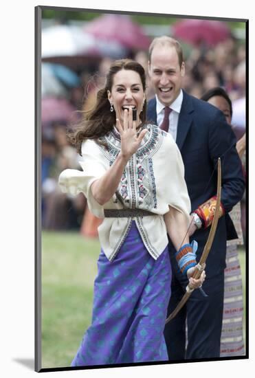 Prince William and Kate, Laughing Trying Archery in Bhutan-Associated Newspapers-Mounted Photo