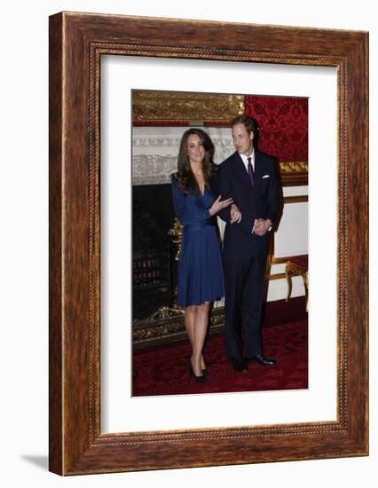 Prince William and Kate Middleton, Announcing their Engagement and Forthcoming Royal Wedding. -null-Framed Art Print