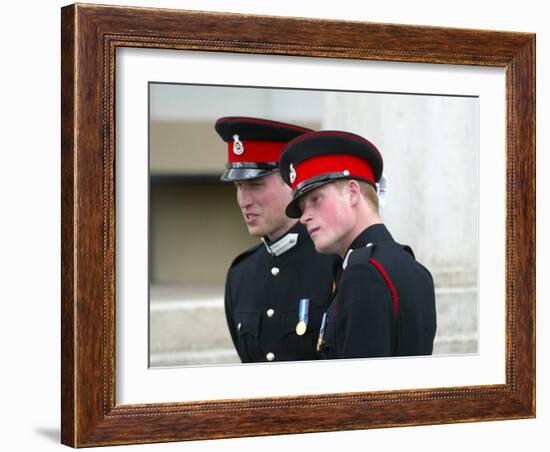 Prince William and Prince Harry after The Sovereign's Parade that marked the completion of Prince H-null-Framed Photographic Print