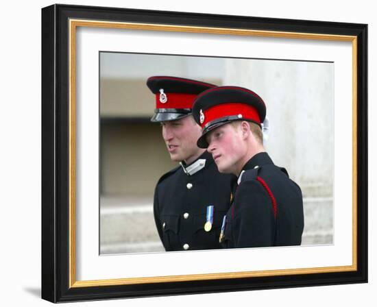 Prince William and Prince Harry after The Sovereign's Parade that marked the completion of Prince H-null-Framed Photographic Print