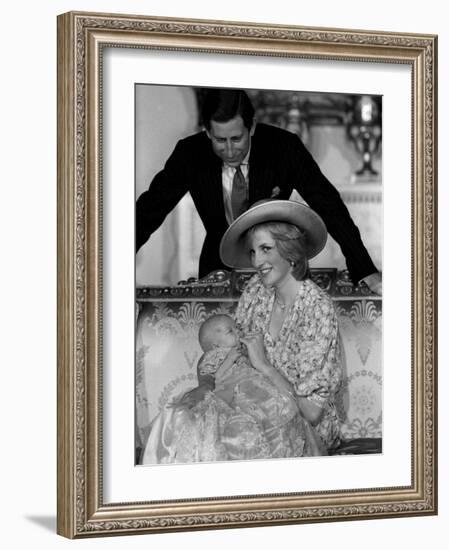 Prince William Collection 1982 Princess Diana with Prince Charles and Son Prince William in 1982-null-Framed Photographic Print