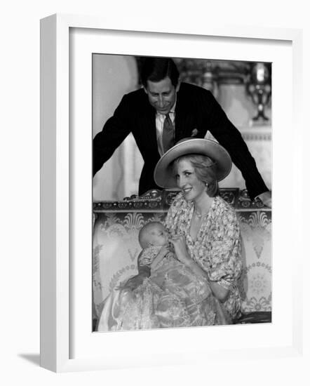 Prince William Collection 1982 Princess Diana with Prince Charles and Son Prince William in 1982-null-Framed Photographic Print