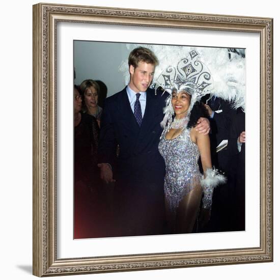 Prince William in Edinburgh with local dancer Luciana, Sept 2001-null-Framed Photographic Print