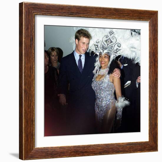 Prince William in Edinburgh with local dancer Luciana, Sept 2001-null-Framed Photographic Print