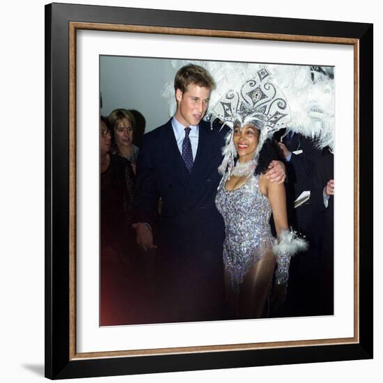 Prince William in Edinburgh with local dancer Luciana, Sept 2001-null-Framed Photographic Print