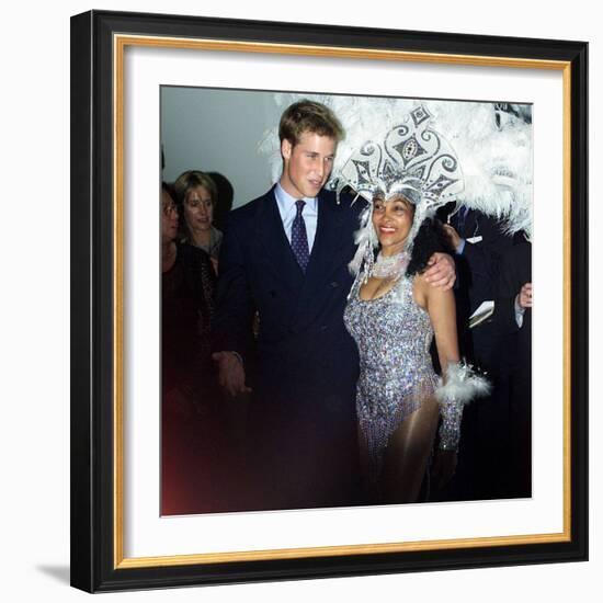 Prince William in Edinburgh with local dancer Luciana, Sept 2001-null-Framed Photographic Print