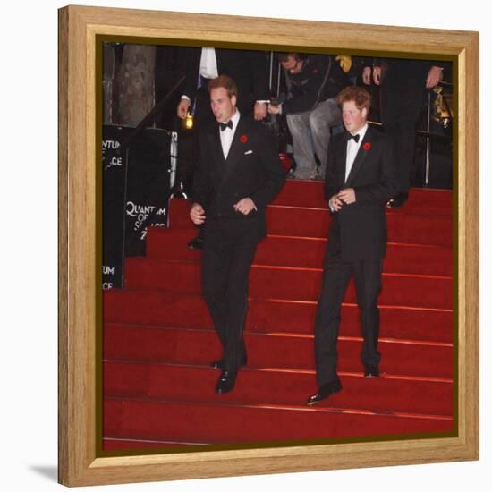 Prince William (left) and his brother Prince Harry arrive for the world premiere of the new James B-null-Framed Premier Image Canvas