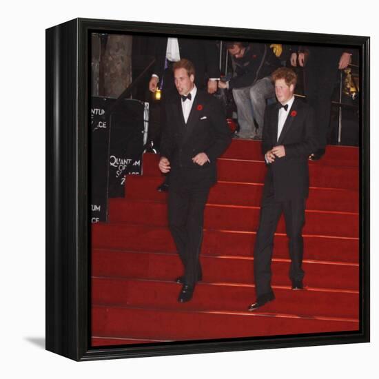 Prince William (left) and his brother Prince Harry arrive for the world premiere of the new James B-null-Framed Premier Image Canvas