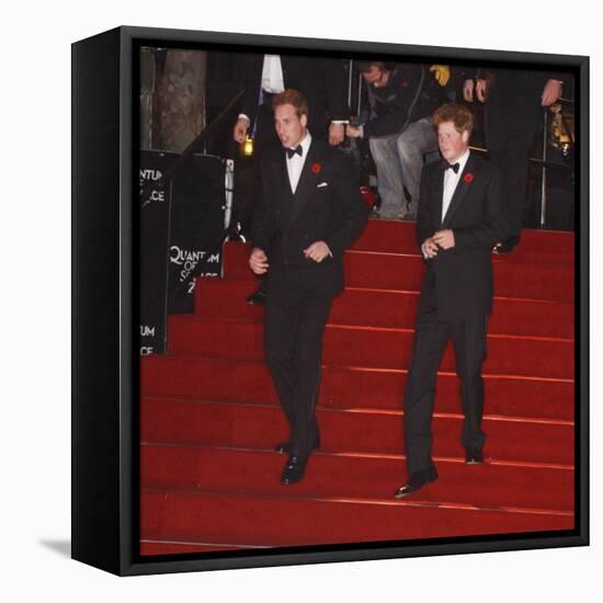 Prince William (left) and his brother Prince Harry arrive for the world premiere of the new James B-null-Framed Premier Image Canvas