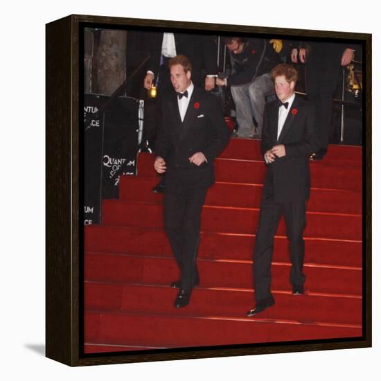 Prince William (left) and his brother Prince Harry arrive for the world premiere of the new James B-null-Framed Premier Image Canvas