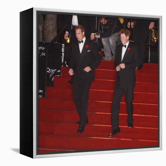 Prince William (left) and his brother Prince Harry arrive for the world premiere of the new James B-null-Framed Premier Image Canvas