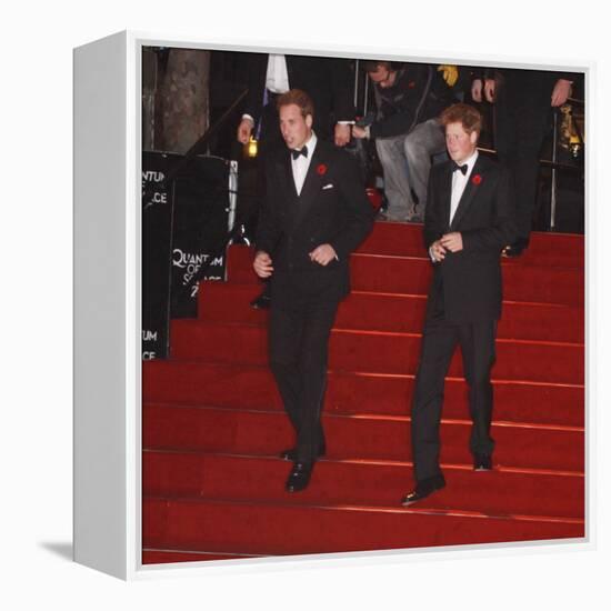 Prince William (left) and his brother Prince Harry arrive for the world premiere of the new James B-null-Framed Premier Image Canvas