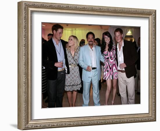 Prince William, Natasha Bedingfield, Tom Jones, Joss Stone and Prince Harry following pop concert i-null-Framed Photographic Print