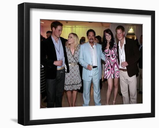 Prince William, Natasha Bedingfield, Tom Jones, Joss Stone and Prince Harry following pop concert i-null-Framed Photographic Print