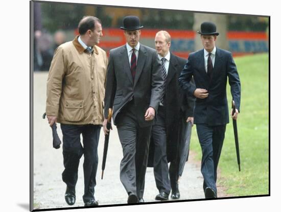 Prince William & Prince Harry wearing tie and traditional bowler hat, attending the Combined Cavalr-null-Mounted Photographic Print