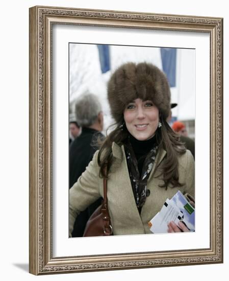 Prince William's girlfriend Kate Middleton seen here arriving at the Cheltenham Festival on Gold Cu-null-Framed Photographic Print