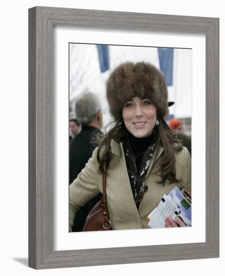 Prince William's girlfriend Kate Middleton seen here arriving at the Cheltenham Festival on Gold Cu-null-Framed Photographic Print