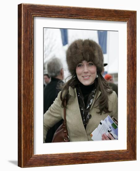 Prince William's girlfriend Kate Middleton seen here arriving at the Cheltenham Festival on Gold Cu-null-Framed Photographic Print