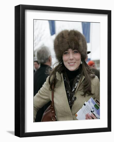 Prince William's girlfriend Kate Middleton seen here arriving at the Cheltenham Festival on Gold Cu-null-Framed Photographic Print