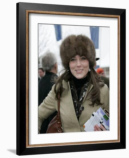 Prince William's girlfriend Kate Middleton seen here arriving at the Cheltenham Festival on Gold Cu-null-Framed Photographic Print