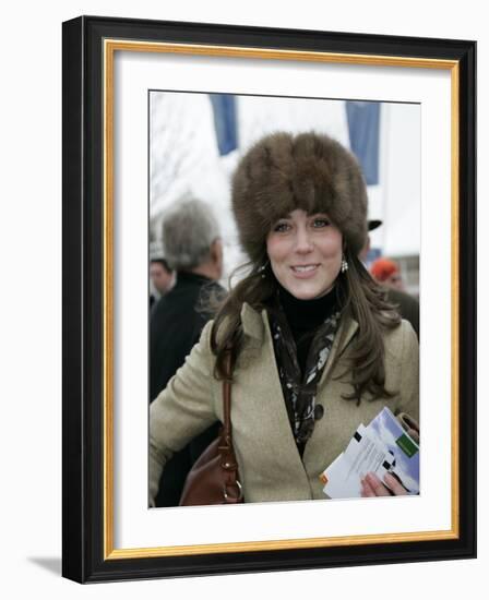 Prince William's girlfriend Kate Middleton seen here arriving at the Cheltenham Festival on Gold Cu-null-Framed Photographic Print