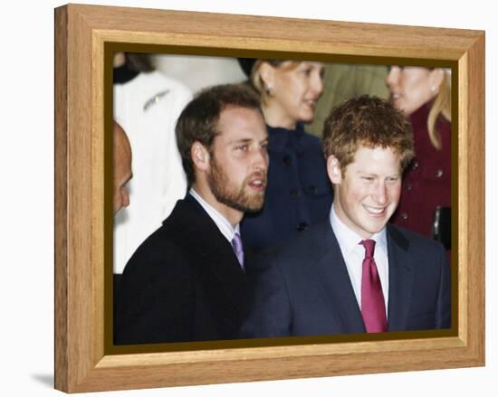 Prince William, sporting a new beard, with his brother Prince Harry as the Royal Family attend a Ch-null-Framed Premier Image Canvas