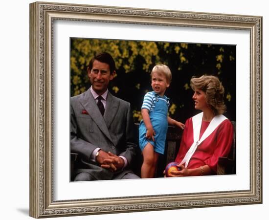 Prince William with his parents on his 2nd birthday, June 1984-null-Framed Photographic Print