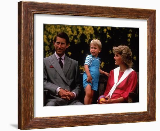 Prince William with his parents on his 2nd birthday, June 1984-null-Framed Photographic Print