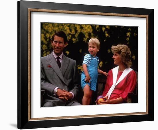 Prince William with his parents on his 2nd birthday, June 1984-null-Framed Photographic Print