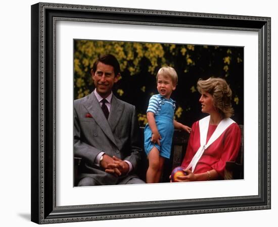 Prince William with his parents on his 2nd birthday, June 1984-null-Framed Photographic Print