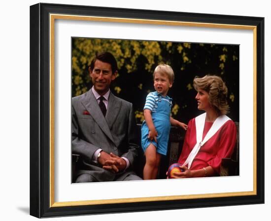 Prince William with his parents on his 2nd birthday, June 1984-null-Framed Photographic Print