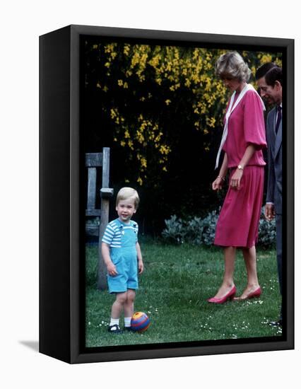 Prince William with parents on his 2nd birthday, June 1984-null-Framed Premier Image Canvas