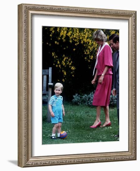 Prince William with parents on his 2nd birthday, June 1984-null-Framed Photographic Print