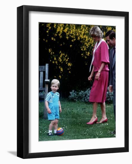 Prince William with parents on his 2nd birthday, June 1984-null-Framed Photographic Print