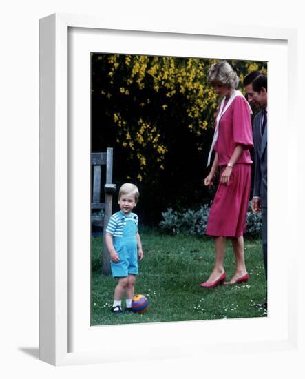 Prince William with parents on his 2nd birthday, June 1984-null-Framed Photographic Print