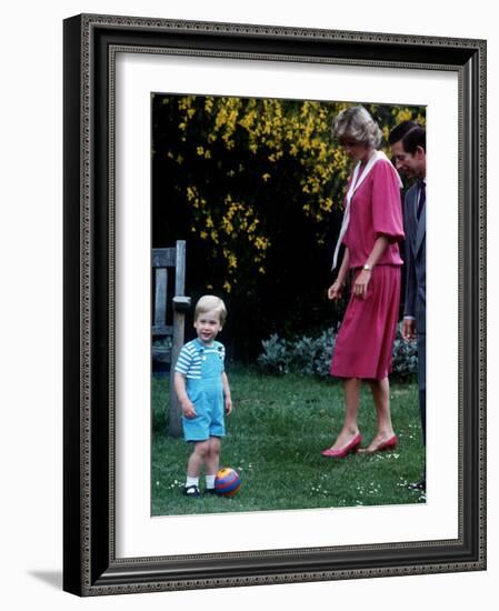 Prince William with parents on his 2nd birthday, June 1984-null-Framed Photographic Print