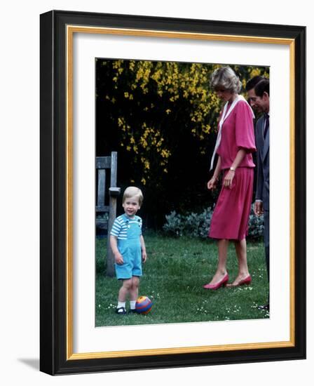 Prince William with parents on his 2nd birthday, June 1984-null-Framed Photographic Print