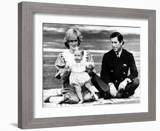 Prince William with Prince Charles and Princess Diana in Australia, April 1983-null-Framed Photographic Print