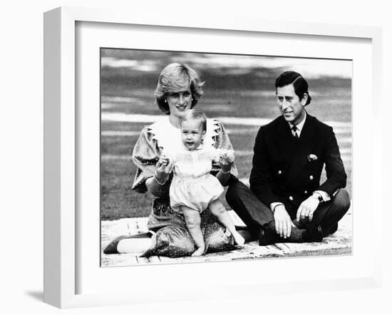 Prince William with Prince Charles and Princess Diana in Australia, April 1983-null-Framed Photographic Print