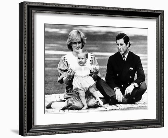 Prince William with Prince Charles and Princess Diana in Australia, April 1983-null-Framed Photographic Print