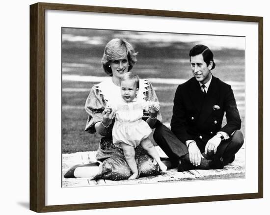 Prince William with Prince Charles and Princess Diana in Australia, April 1983-null-Framed Photographic Print