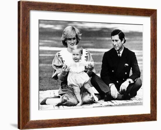 Prince William with Prince Charles and Princess Diana in Australia, April 1983-null-Framed Photographic Print