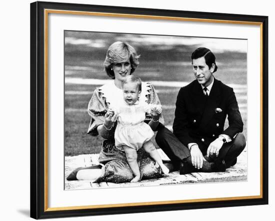 Prince William with Prince Charles and Princess Diana in Australia, April 1983-null-Framed Photographic Print