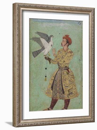 Prince With a Falcon, c.1600-5-Mughal School-Framed Giclee Print