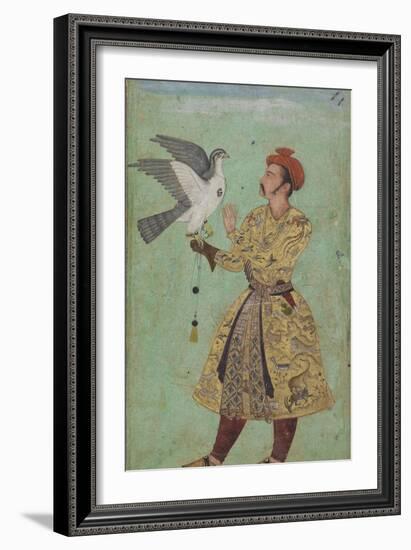 Prince With a Falcon, c.1600-5-Mughal School-Framed Giclee Print