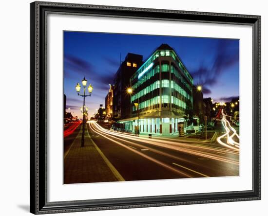 Princes Street and High Street at Dusk, Dunedin, New Zealand-David Wall-Framed Photographic Print