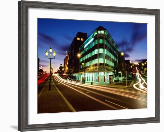 Princes Street and High Street at Dusk, Dunedin, New Zealand-David Wall-Framed Photographic Print